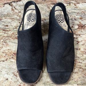 Vince Camuto Suede Peep Toe Slingback